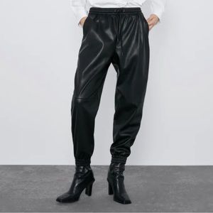 Zara Faux Leather Jogging Pants